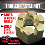 1 x Trailer Castle Nut 1-1/8" UNF Gold Finish For 3 Tonne 63mm & 65mm Axles