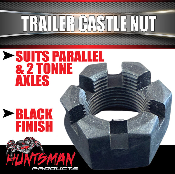 1 x Trailer Caravan Castle Nut 1" UNF Black Finish For Parallel & 2 Tonne Bearings