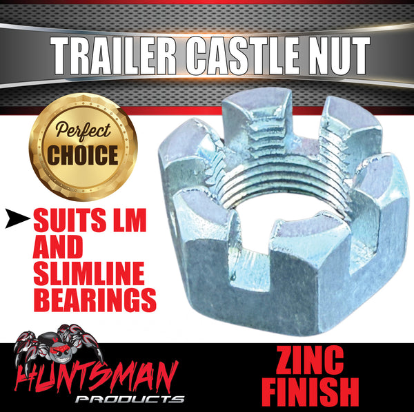 1 x Trailer Castle Nut 3/4" UNF Zinc Finish Suited For LM & Slimline Bearings