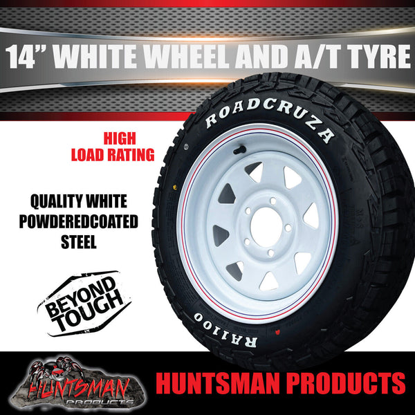 14x6 & 185R14 LT CF1100 HQ Holden White Trailer Caravan Wheel Rim & All Terrain Tyre
