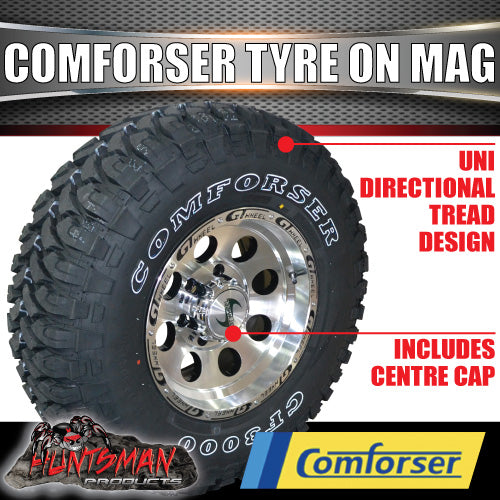 15x8 GT Alloy Mag Wheel 6/139.7 PCD & 35x12.5R15 Comforser Mud Tyre 35 12.5 15.