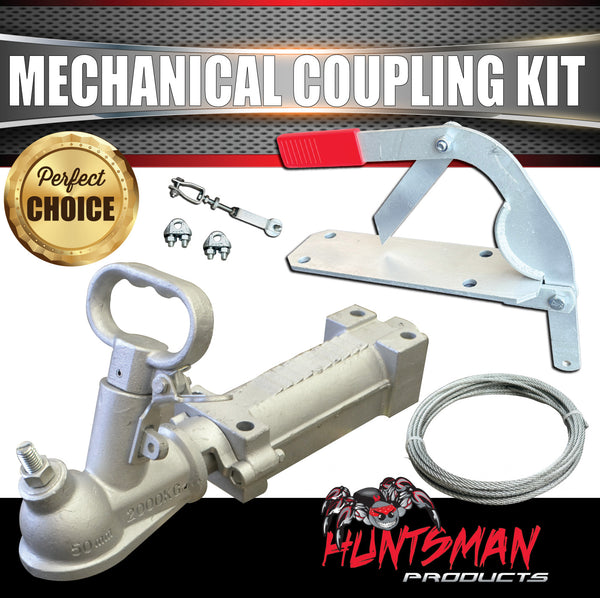 50mm Ball Mechanical Brake Trailer Caravan Override Coupling + Cable Kit 2000Kg