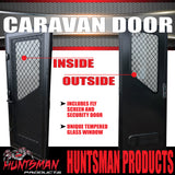 LHS Hinge Caravan Black Access Security Side door + Locking Flyscreen. 1750mm x 625mm