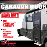 LHS Hinge Caravan Black Access Security Side door + Locking Flyscreen. 1750mm x 625mm