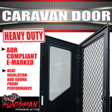 LHS Hinge Caravan Black Access Security Side door + Locking Flyscreen. 1750mm x 625mm