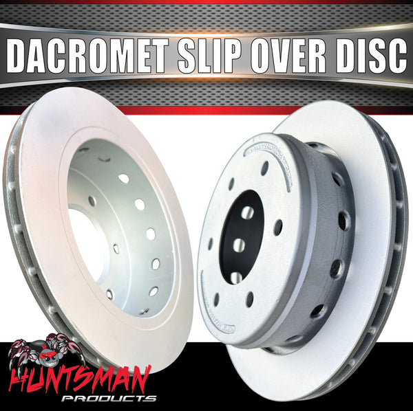 x2 Huntsman 12" Dacromet Trailer Caravan 6 Stud Landcruiser Pattern Ventilated Slip Over Discs. Suit Kodiak & Deemaxx
