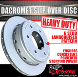 x2 Huntsman 12" Dacromet Trailer Caravan 6 Stud Landcruiser Pattern Ventilated Slip Over Discs. Suit Kodiak & Deemaxx