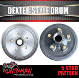 2x 12" 2T 5 Stud Dexter Style Caravan Trailer Electric Brake Drum & Bearing Set