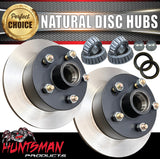 2x 10" Trailer Caravan Natural Disc Hubs suit Ford Pattern & LM Bearings 5/114.3 PCD