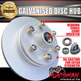 1x 12" Galvanised Dacromet 6 Stud Trailer Disc Hub 6/139.7 PCD. LM Bearings & Marine Seals