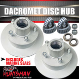 2x 12" Dacromet 2000kg 5 Stud L/C Stud Trailer Caravan Disc Hubs 5/150 PCD Alko Style & Japanese Bearings