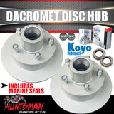 2x 12" Dacromet 2000kg 5 Stud L/C Stud Trailer Caravan Disc Hubs 5/150 PCD Alko Style & Japanese Bearings