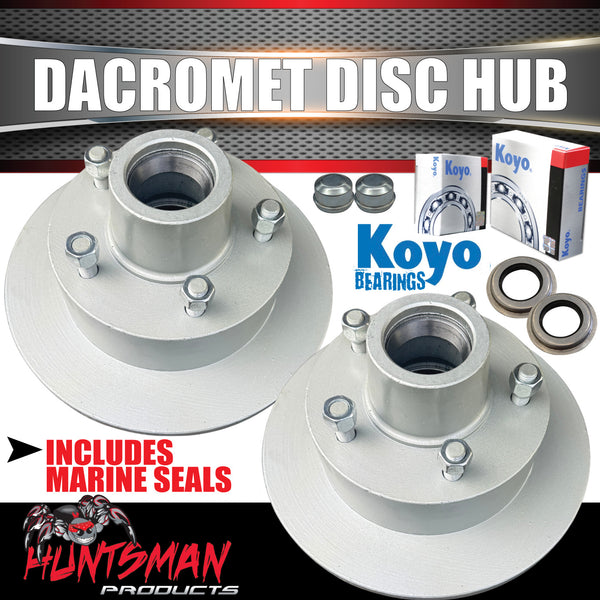 2x 12" Dacromet 2000kg 5 Stud L/C Stud Trailer Caravan Disc Hubs 5/150 PCD Alko Style & Japanese Bearings