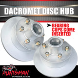 2x 12" Dacromet 2000kg 6 Stud Trailer Caravan Disc Hubs 6/139.7 & Bearing Kits. Alko Huntsman Style