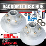2x 12" Dacromet 2000kg 6 Stud Trailer Caravan Disc Hubs 6/139.7 PCD. Alko Huntsman Style. Jap Bearings