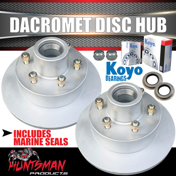 2x 12" Dacromet 2000kg 6 Stud Trailer Caravan Disc Hubs 6/139.7 PCD. Alko Huntsman Style. Jap Bearings
