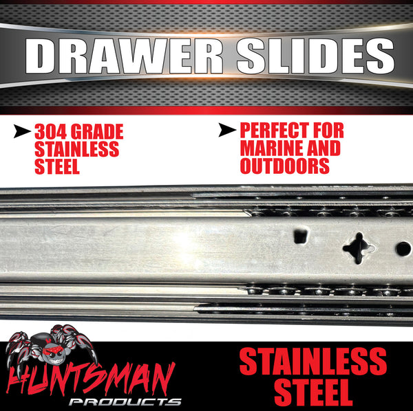304 Stainless Steel 125Kg 1000mm Locking Drawer Slides runners 40