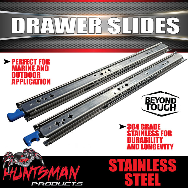 304 Stainless Steel 125Kg 600mm Locking Drawer Slides runners 24" full extension