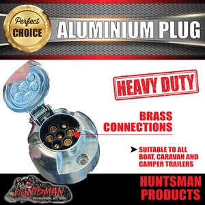 7 Pin Female Aluminium Round Large Trailer Caravan Boat Trailer Plug
