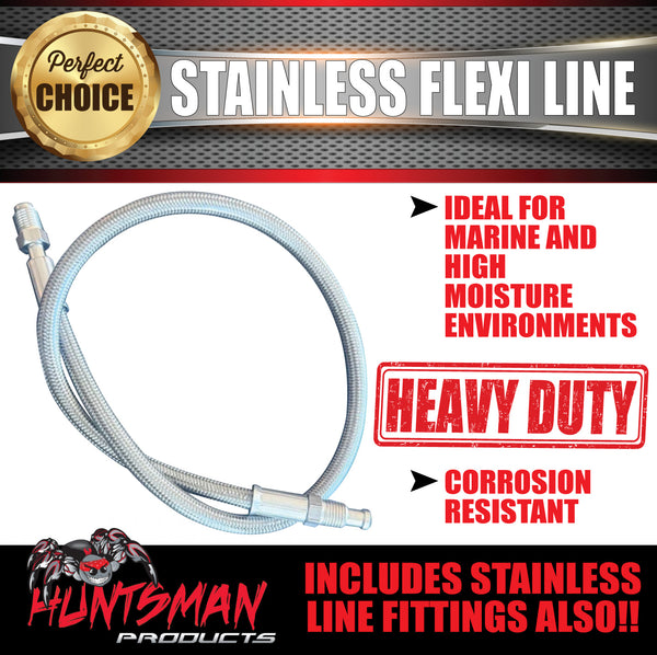 1x 300mm Trailer Hydraulic Brake Braided Stainless Steel Flexi Line 3/8" Fittings