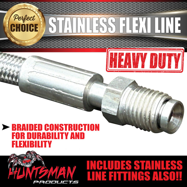 1x 300mm Trailer Hydraulic Brake Braided Stainless Steel Flexi Line 3/8