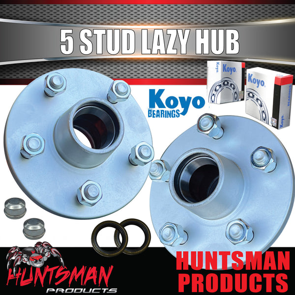 x2 Galvanised Boat Trailer Caravan Lazy hubs suit Holden HQ 5/120.65 PCD S/L KOYO bearings