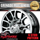 15x6 Grenade 6 Stud Trailer Caravan Alloy Mag Wheel. 1280Kg Rated