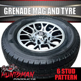 15" 6 Stud Trailer Caravan Grenade Alloy Mag Rim & 195R15C Tyre. 195 15