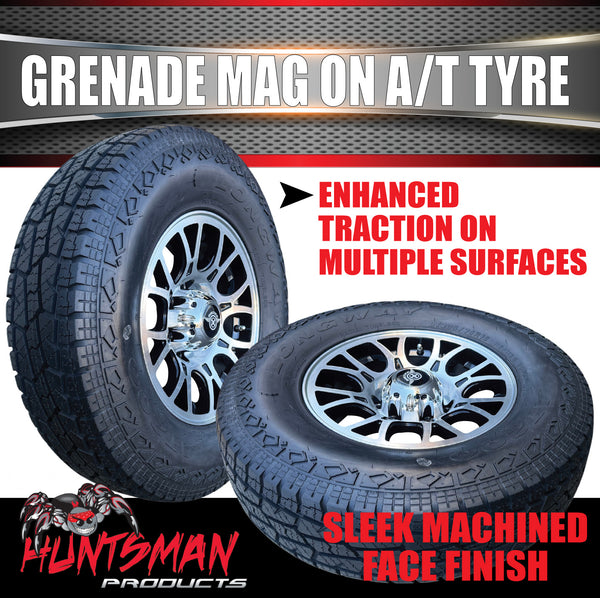 15" 6 Stud Grenade Caravan Trailer Alloy Mag Rim & 235/75R15 LT Tyre 1250KG