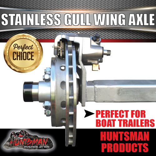1400Kg Galvanised Stainless Calipers & 10" Hydraulic Disc Gullwing Boat Trailer Axle.