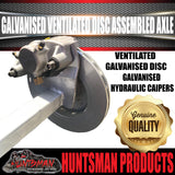 Galvanised 45mm Square Ventilated Hydraulic Disc Braked Trailer Axle 1400Kg, Axle Lengths 64''-77''.
