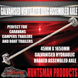 Galvanised 45mm Square Ventilated Hydraulic Disc Braked Trailer Axle 1400Kg, Axle Lengths 78''-96''.