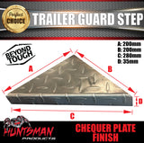 2x 1740mm x 250mm Tandem Trailer Mudguards Chequer Steel & Steps suits Rocker Roller Springs