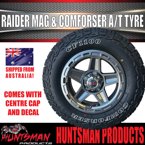 14" & 175/70R14 LT RA1100 Ford Stud Gunmetal Raider Trailer Caravan Mag Rim & All Terrain Tyre