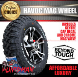14" HT Holden Pattern Havoc Trailer Caravan Mag Wheel Rim & 185R14 LT CF3000 Mud Tyre