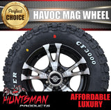 14" HT Holden Pattern Havoc Trailer Caravan Mag Wheel Rim & 185R14 LT CF3000 Mud Tyre