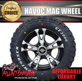 14" HT Holden Pattern Havoc Trailer Caravan Mag Wheel Rim & 185R14 LT CF3000 Mud Tyre