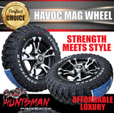 14" HT Holden Pattern Havoc Trailer Caravan Mag Wheel Rim & 185R14 LT CF3000 Mud Tyre