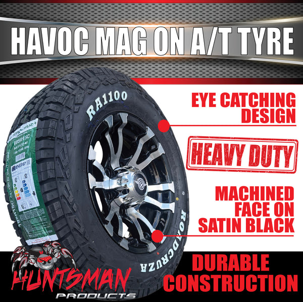 16X7" 6 Stud Havoc Caravan Trailer Alloy Mag Rim & 225/75R16 LT RA1100 AT TYRE