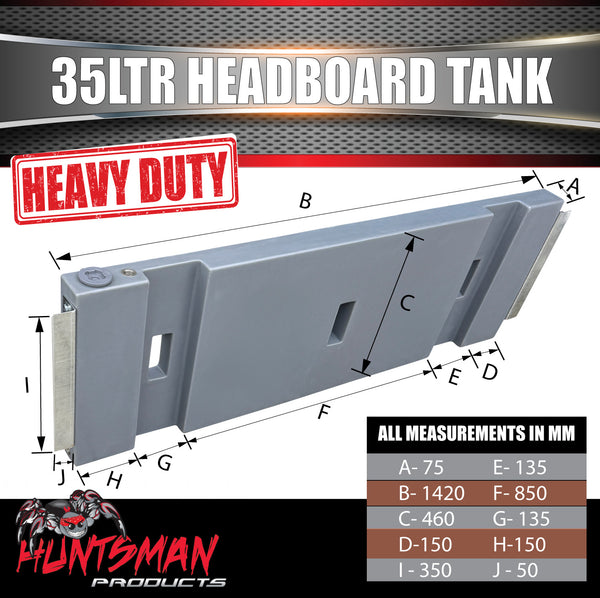35 Litre Headboard Water Tank + Mount Kit, Food Grade LDPE Plastic 4wd Ute 4x4 Tank