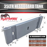 35 Litre Headboard Water Tank, Food Grade LDPE Plastic 4wd Ute 4x4 Tank