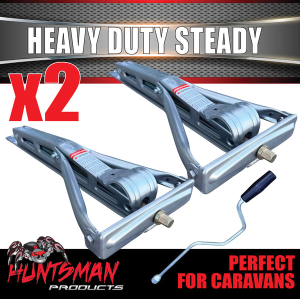 2x Extra Heavy Duty RV Caravan Trailer Parking Stabiliser Support Legs & Handle