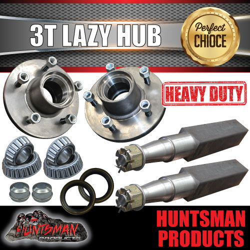 2X 3000Kg 5 or 6 Stud Suit Landcruiser Pattern Trailer Hubs & 63mm Stub Axles