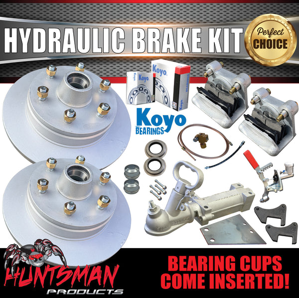 12" Trailer Marine 6 Stud Hydraulic Disc Brake Kit, Coupling & Hydraulic Line Kit. Japanese Bearings
