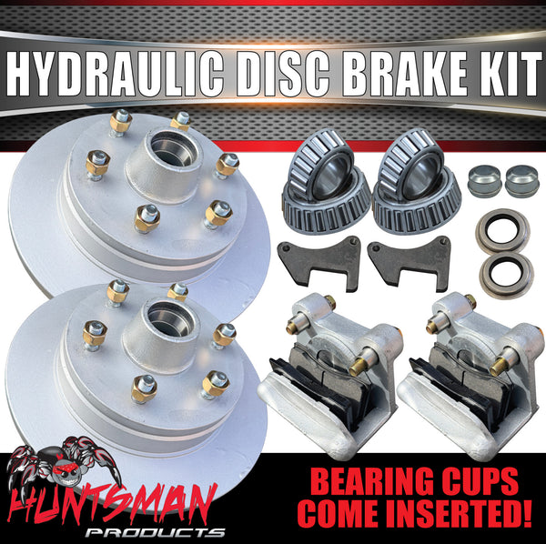 12" Trailer Caravan Dacromet 6 Stud Hydraulic Disc Brake Kit. Stainless Steel Pistons