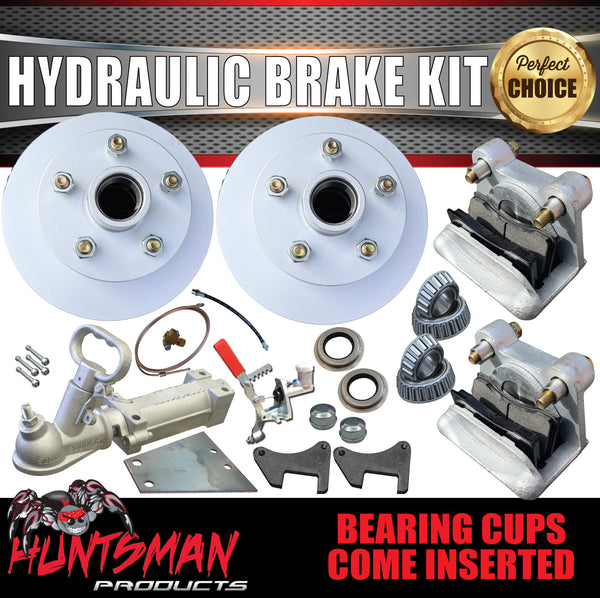 12" Trailer 5 Stud Hydraulic Disc Brake Kit With Full Coupling & Hydraulic Line kit suit Landcruiser Stud Pattern