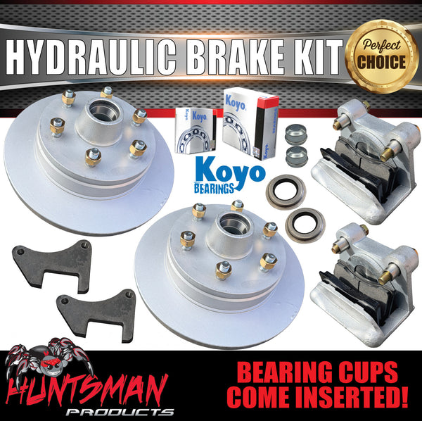 12" Trailer 6 Stud Marine Grade Hydraulic Disc Brake Kit. Japanese Bearings Stainless Pistons