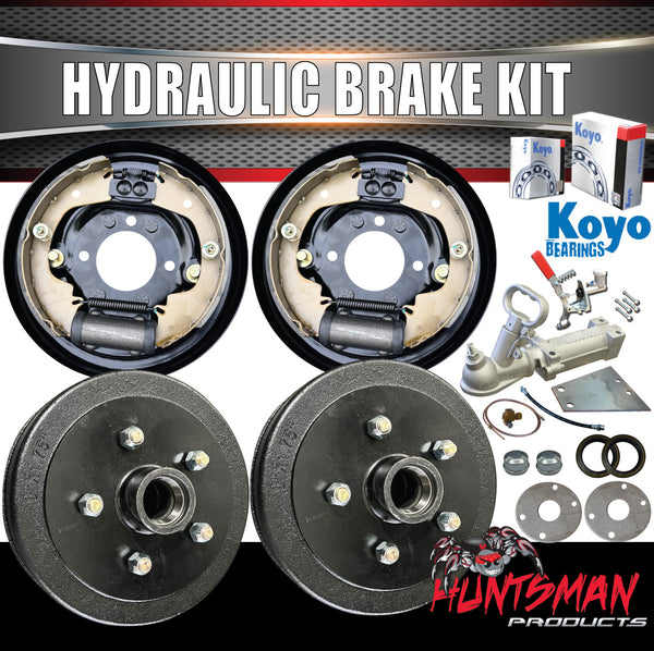 9" Trailer Caravan Hydraulic Drum Brake + Coupling & Fitting Kit. Koyo Bearings