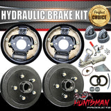 9" Trailer Caravan Hydraulic Drum Brake Kit + Coupling & Fitting Kit. 5 & 6 Stud.