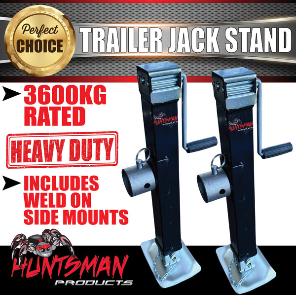 2x Trailer Caravan Canopy Jack Stands With Mount Hinge. 3600kg Rated Heavy Duty 600mm Extension